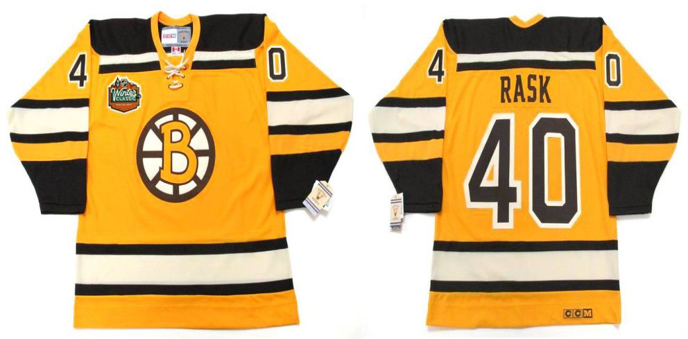 2019 Men Boston Bruins #40 Rask Yellow CCM NHL jerseys